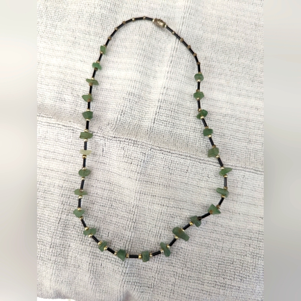 NWOT-Necklace - Jade with Black/Silver spacers - 17" Long